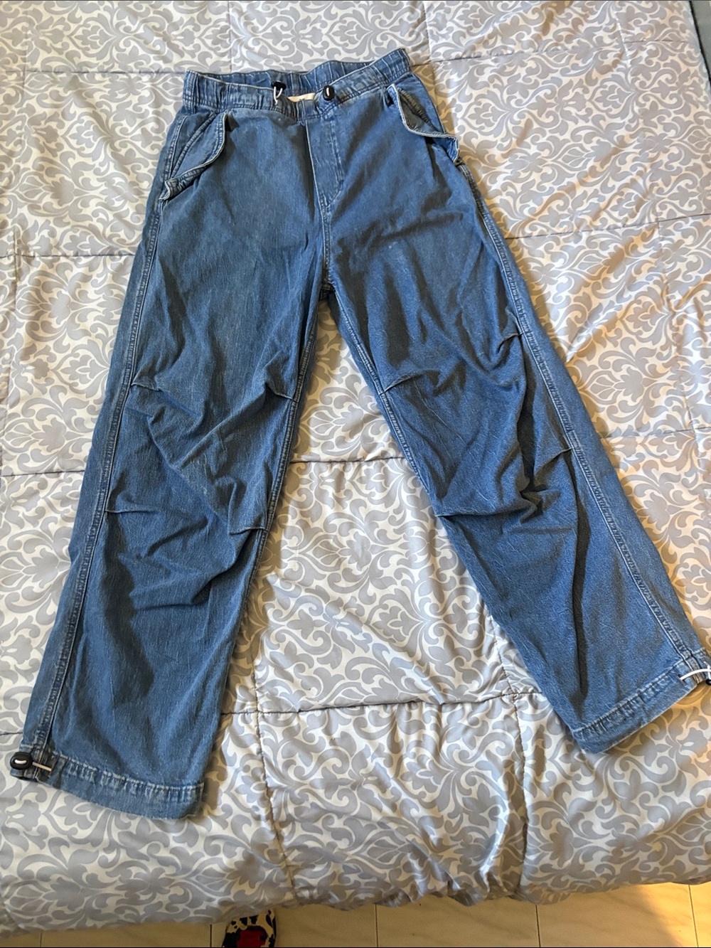 H&M Men's Relaxed Dark Blue Denim Cargo Jeans
